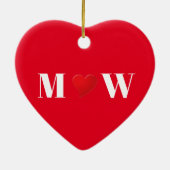 Aangepast monogram initiaal voor Cute red hart Keramisch Ornament (Achterkant)