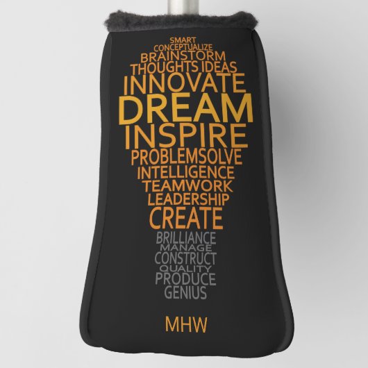 Aangepast monogram Inspirerend Licht Bulb Golfheadcover (Draai 90)