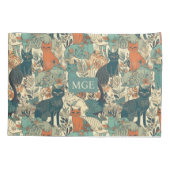 Aangepast Monogram Katten Patroon Kussensloop (Achterkant)
