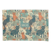 Aangepast Monogram Katten Patroon Kussensloop (Voorkant)
