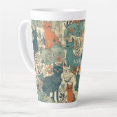 Aangepast Monogram Katten Patroon Latte Mok (Linkerhoek)