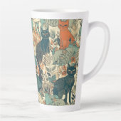 Aangepast Monogram Katten Patroon Latte Mok (Rechts)