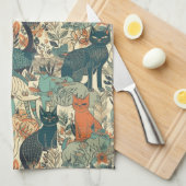 Aangepast Monogram Katten Patroon Theedoek (Quarter Fold)