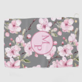 Aangepast Monogram Kersenbloesem Golfhanddoek (Horizontaal)