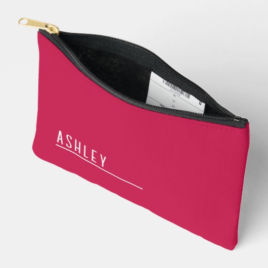 Aangepast monogram, kersenroze nieuwe lijn etui (Open)