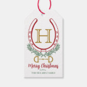 Aangepast Monogram Kerst Hoefijzer Cadeaulabel (Voorkant)