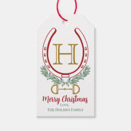 Aangepast Monogram Kerst Hoefijzer Cadeaulabel