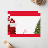 Aangepast Monogram Kerstboom Handgeschreven Schrif Notitiekaartje (Voorkant / Achterkant in situ)