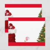 Aangepast Monogram Kerstboom Handgeschreven Schrif Notitiekaartje (Voorkant / Achterkant)
