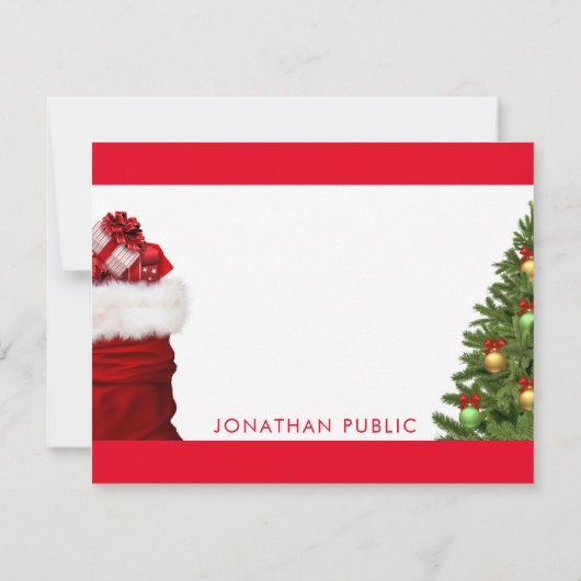 Aangepast monogram kerstboom handgeschreven script notitiekaartje (Achterkant)