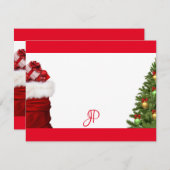 Aangepast monogram kerstboom handgeschreven script notitiekaartje (Voorkant / Achterkant)