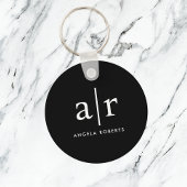 Aangepast monogram | Klassieke zwarte Sleutelhange Sleutelhanger
