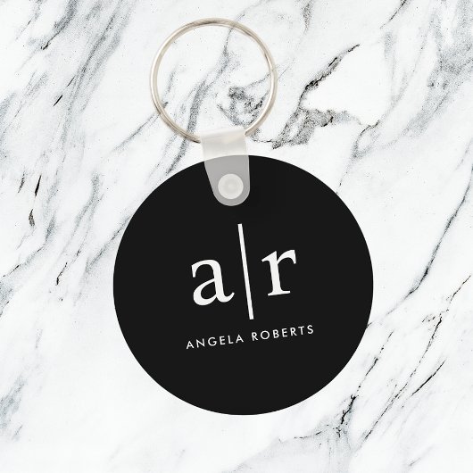 Aangepast monogram | Klassieke zwarte Sleutelhange Sleutelhanger