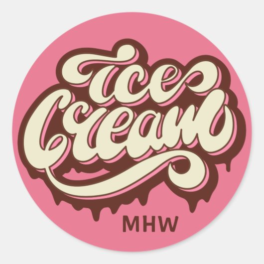 Aangepast monogram & kleur Ice Cream stickers (Voorkant)