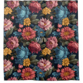 Aangepast Monogram Kleurrijk Bloempatroon Douchegordijn (Voorkant)