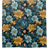 Aangepast Monogram Kleurrijk Bloempatroon Douchegordijn (Voorkant)