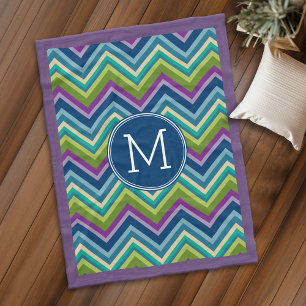 Aangepast monogram kleurrijk Chevron Patroon Fleece Deken