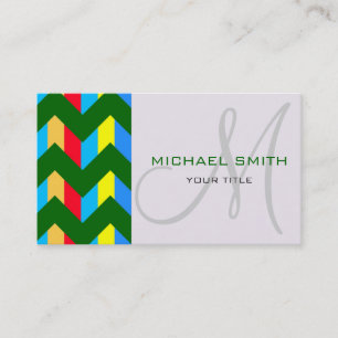 Aangepast monogram kleurrijk Chevron Zigzag Patter Visitekaartje