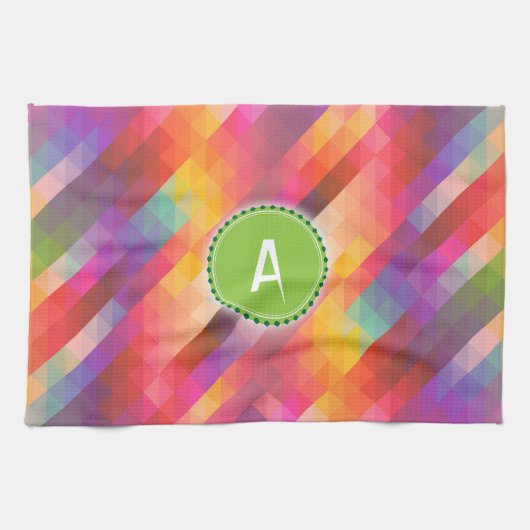 Aangepast Monogram Kleurrijk Patronen Abstract Theedoek (Horizontaal)