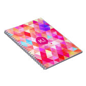 Aangepast monogram kleurrijk roze rood driehoekspa notitieboek (Rechterzijde)