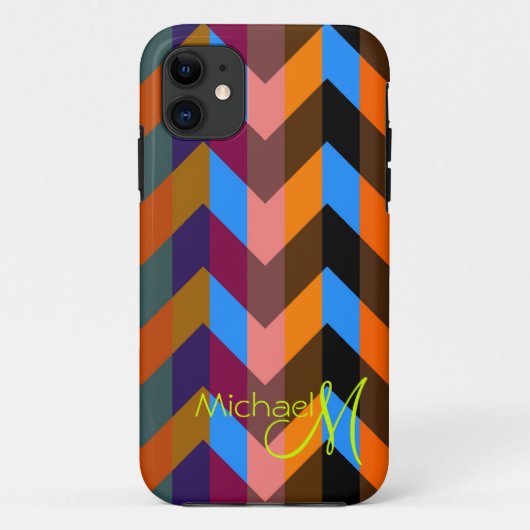 Aangepast monogram kleurrijke Chevron Zigzag 6 Case-Mate iPhone Case (Achterkant)