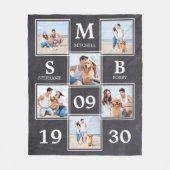 Aangepast monogram Koppelfotocollage Fleece Deken (Voorkant)