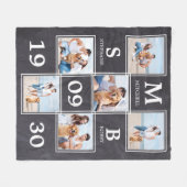 Aangepast monogram Koppelfotocollage Fleece Deken (Voorkant (Horizontaal))