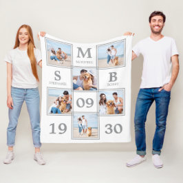 Aangepast monogram Koppelfotocollage Fleece Deken