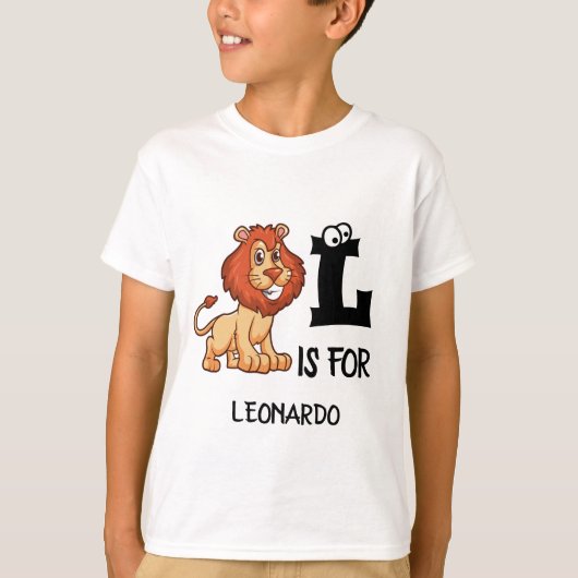 Aangepast monogram L is voor schattige leeuwen T-shirt (Voorkant)