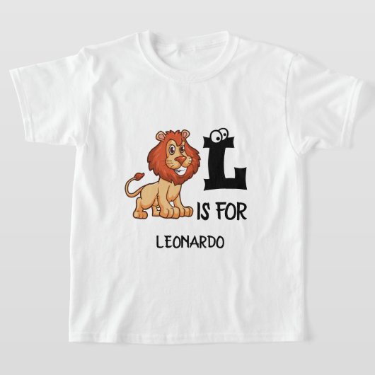 Aangepast monogram L is voor schattige leeuwen T-shirt (Laagn)