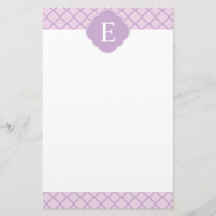 Aangepast monogram lavender Quatrefoil Briefpapier