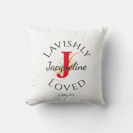 Aangepast monogram LAVISHLY LOVED Red J Kussen