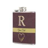 Aangepast monogram lederen textiel met liefde heupfles (Links)