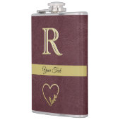 Aangepast monogram lederen textiel met liefdesfles heupfles (Links)