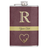 Aangepast monogram lederen textiel met liefdesfles heupfles (Voorkant)