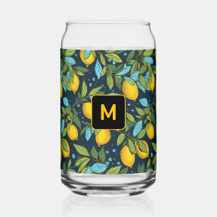 Aangepast monogram Lemon Patroon Blikvorm Glas