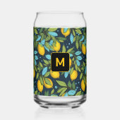 Aangepast monogram Lemon Patroon Blikvorm Glas (Achterkant)