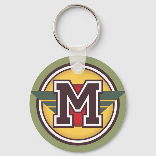 Aangepast Monogram Letter M Initiaal Sleutelhanger (Voorkant)