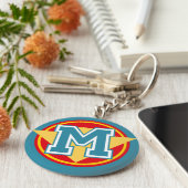 Aangepast monogram Letter "M"-Initiaal Sleutelhanger (Zijkant)
