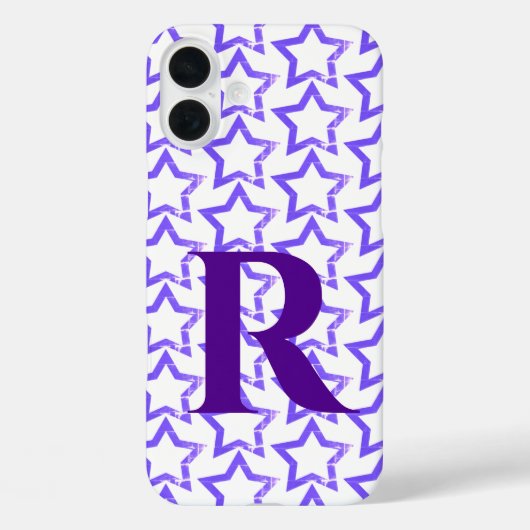 Aangepast monogram Letter-pasta Paars Star-patroon Case-Mate iPhone Case (Achterkant)