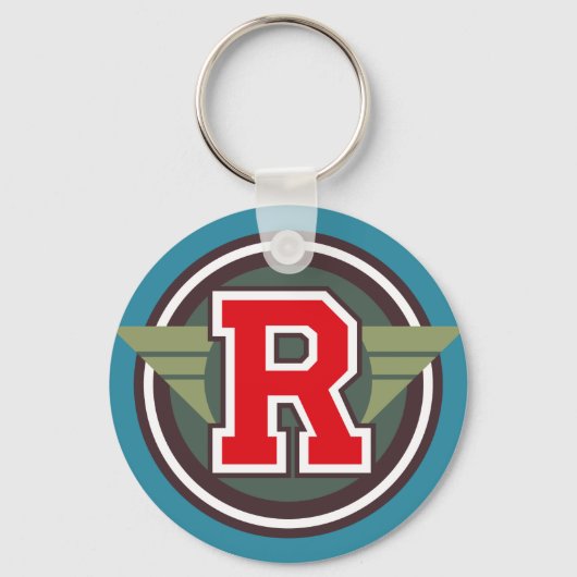 Aangepast monogram letter "R" Initiaal Sleutelhanger (Voorkant)