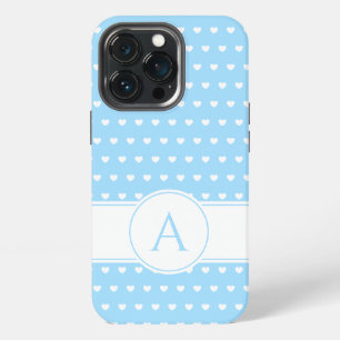 Aangepast monogram leuk lichtblauw en wit iPhone 13 pro hoesje