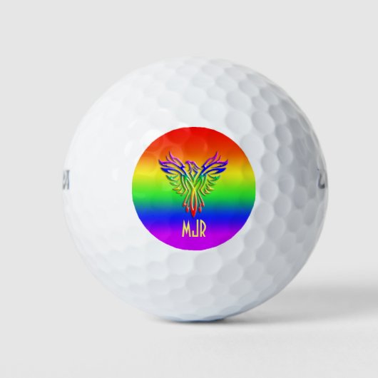 Aangepast monogram, LGBT Rainbow Pride Phoenix Ris Golfballen (Voorkant)
