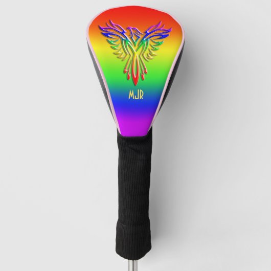Aangepast monogram, LGBT Rainbow Pride Phoenix Ris Golfheadcover (Voorkant)