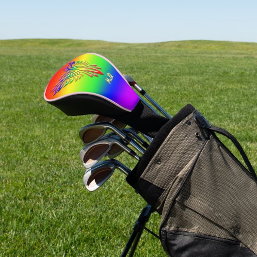 Aangepast monogram, LGBT Rainbow Pride Phoenix Ris Golfheadcover (Insitu)