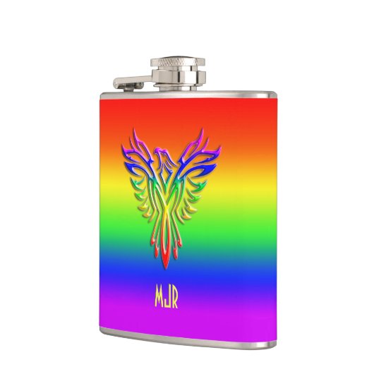 Aangepast monogram, LGBT Rainbow Pride Phoenix Ris Heupfles (Links)
