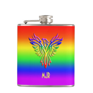 Aangepast monogram, LGBT Rainbow Pride Phoenix Ris Heupfles