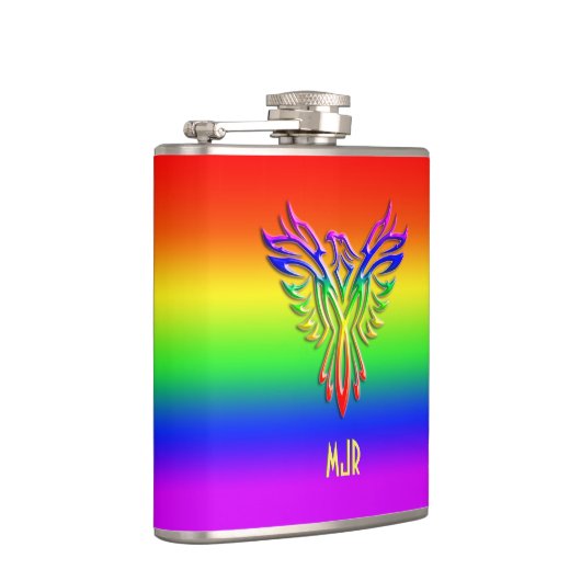 Aangepast monogram, LGBT Rainbow Pride Phoenix Ris Heupfles (Rechts)