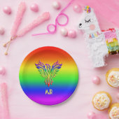 Aangepast monogram, LGBT Rainbow Pride Phoenix Ris Papieren Bordje (Feest)