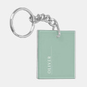 Aangepast monogram, licht saliegroen sleutelhanger (Voorkant Links)